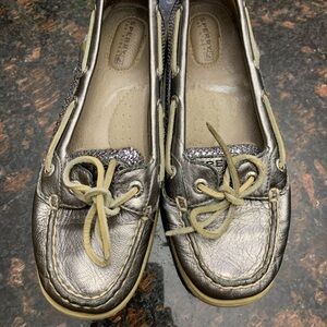 Sperry Angelfish Glitter pewter slip-on boat shoe